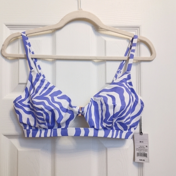 🌻2/$25🌻Shade & Shore Keyhole Purple and White Animal Print Bikini Top - Picture 3 of 11